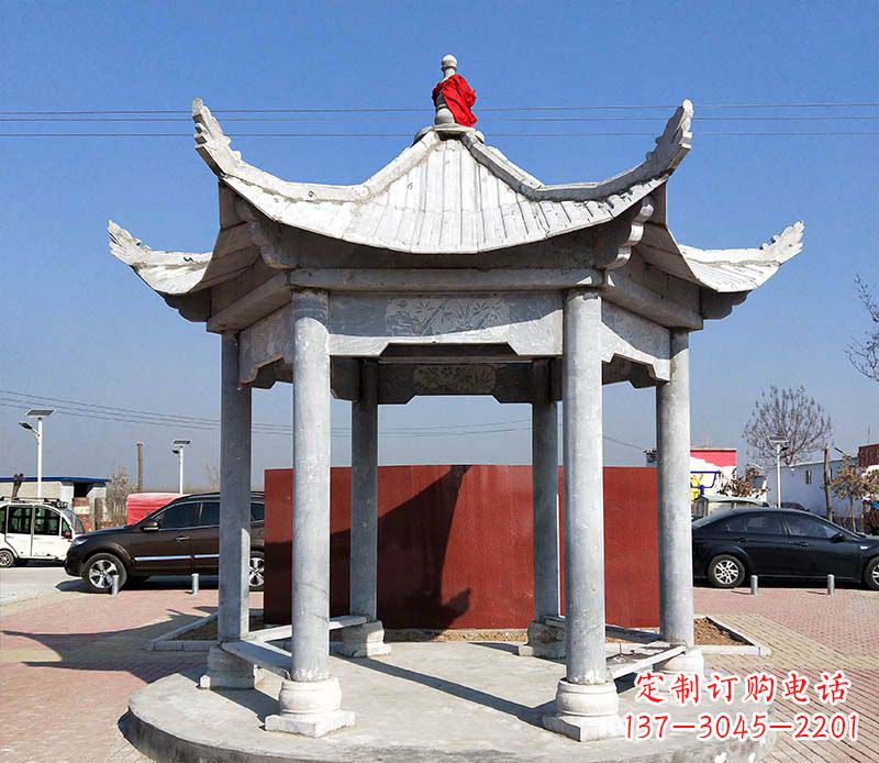 保定六角仿古凉亭雕塑,古朴迷人