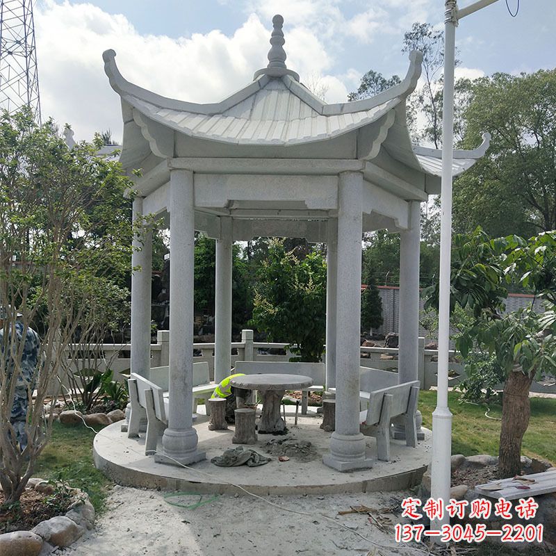 保定六角大理石凉亭雕塑中领雕塑是一家专业的雕…