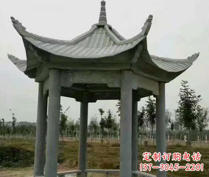 保定精美六角石凉亭雕塑