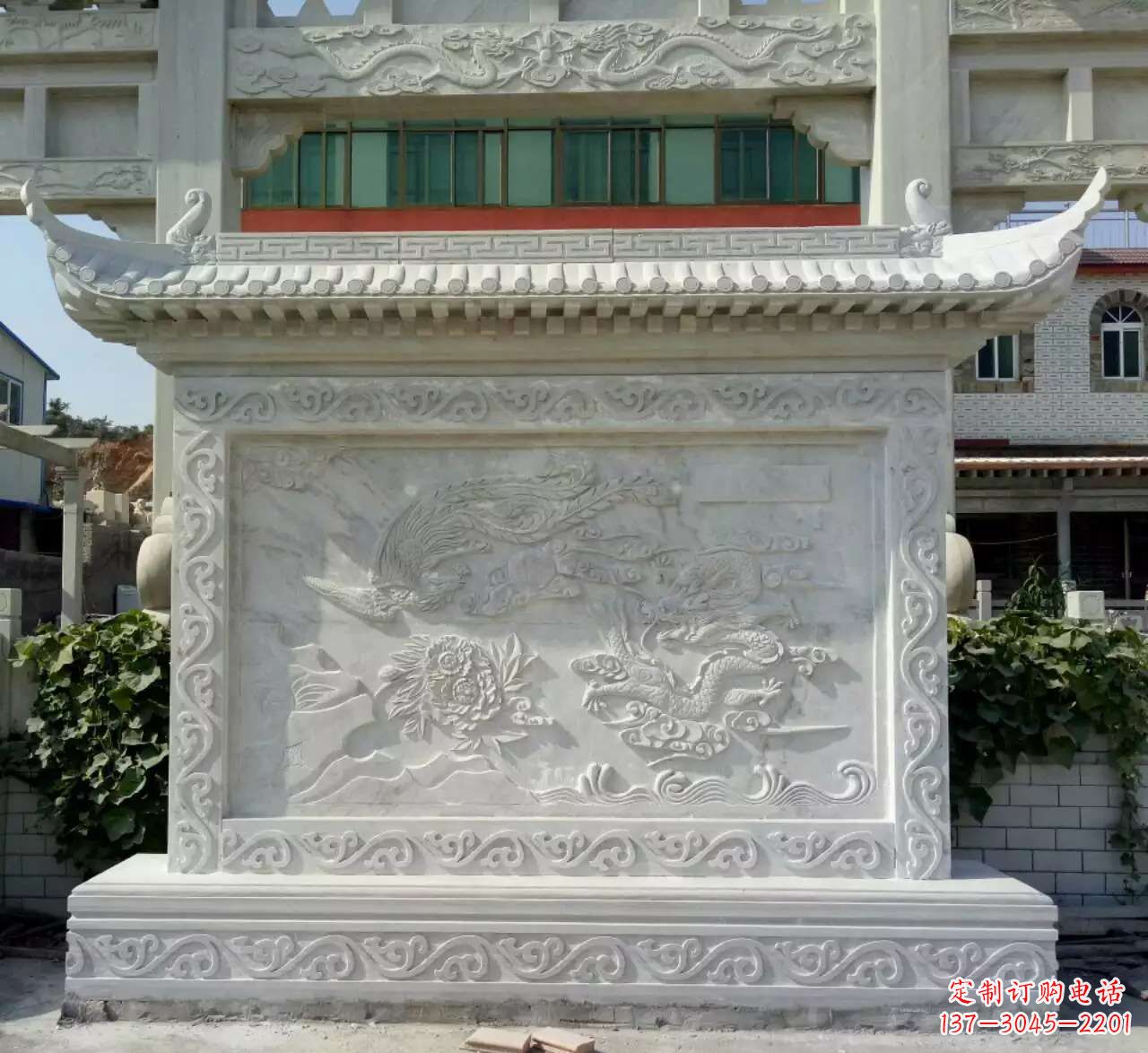 保定墙面影壁石雕,让龙凤陪您共度美好!