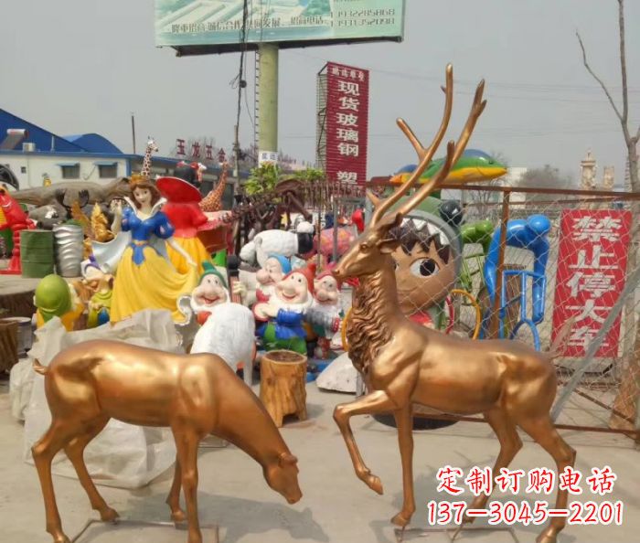 保定鹿铜雕塑 (2)