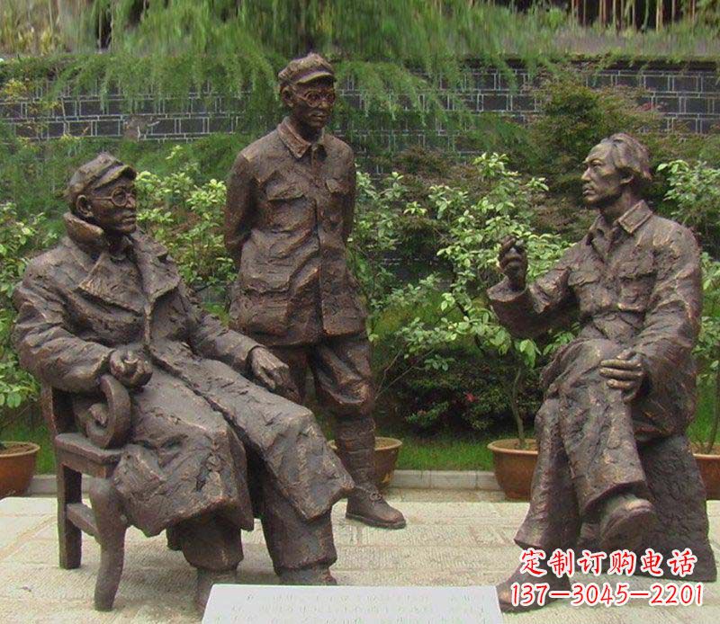 保定精美手工雕刻的刘伯承—毛泽东雕像