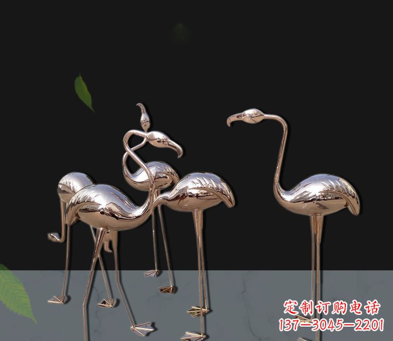 保定玫瑰金不锈钢火烈鸟雕塑