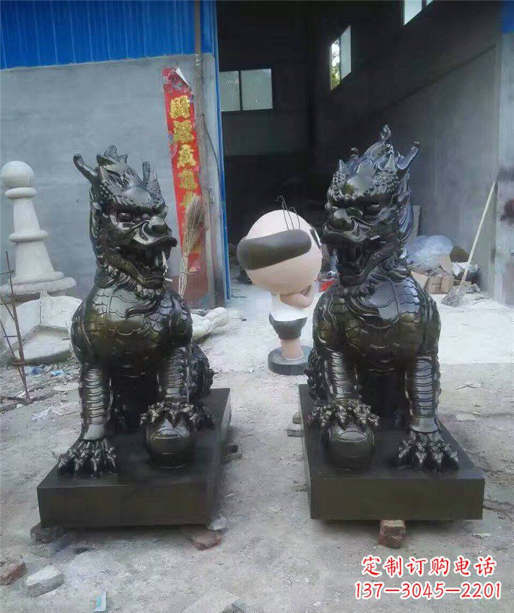 保定中领雕塑——神兽铜雕麒麟护持您的门口