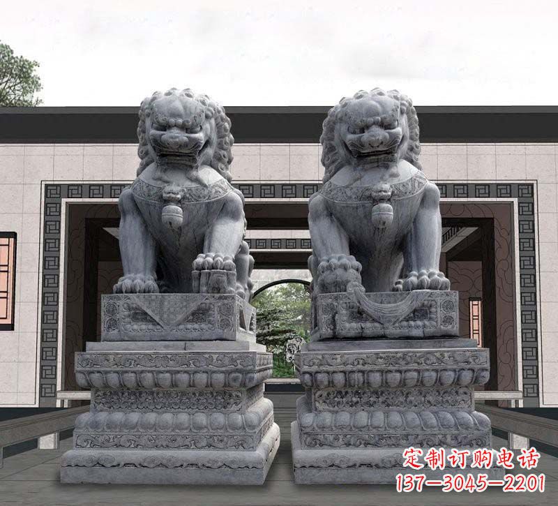 保定门口青石传统狮子石雕