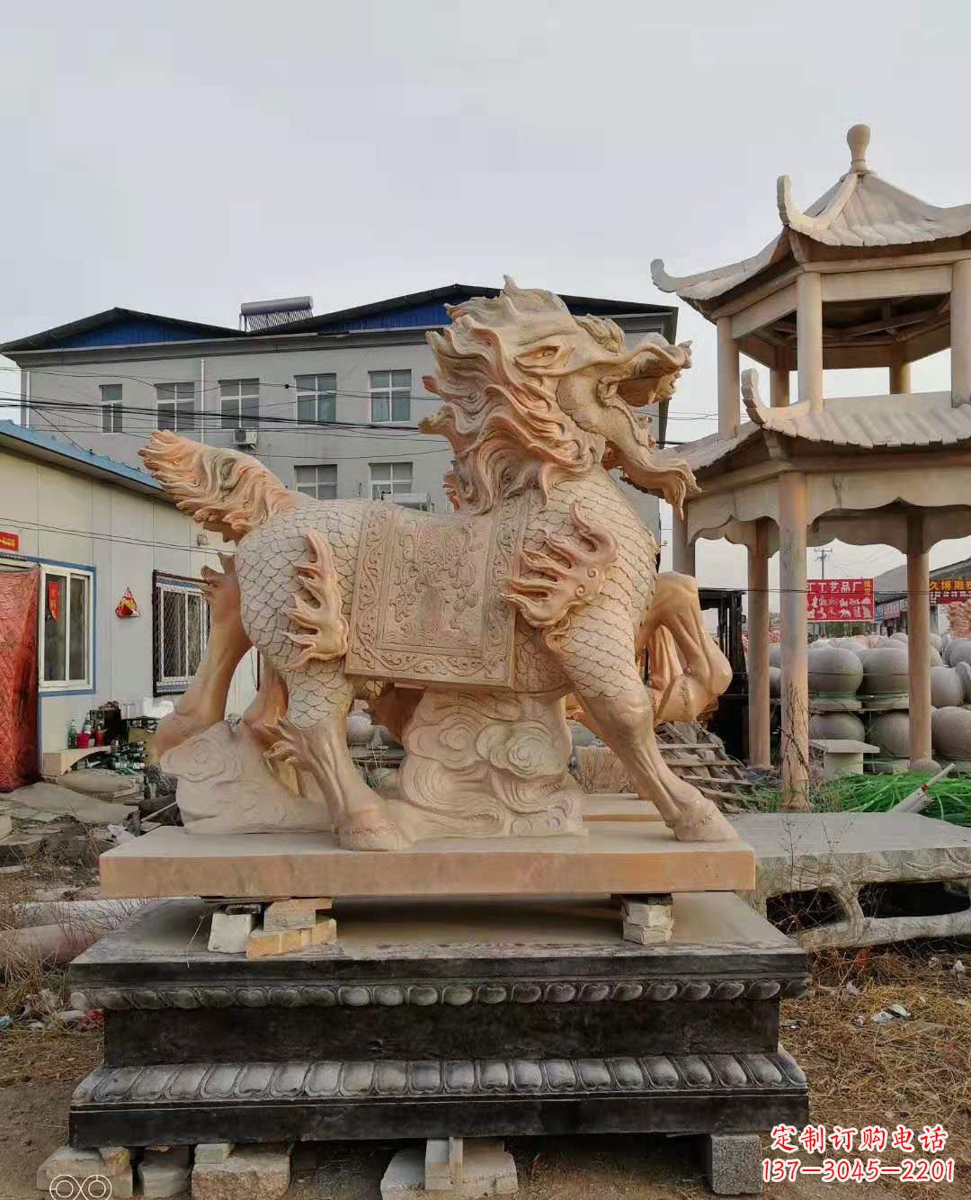 保定麒麟石雕,中领雕塑独特定制