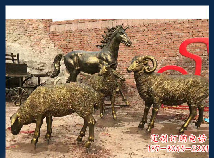 保定中领雕塑|绵羊公园动物铜雕,让自然之美永存