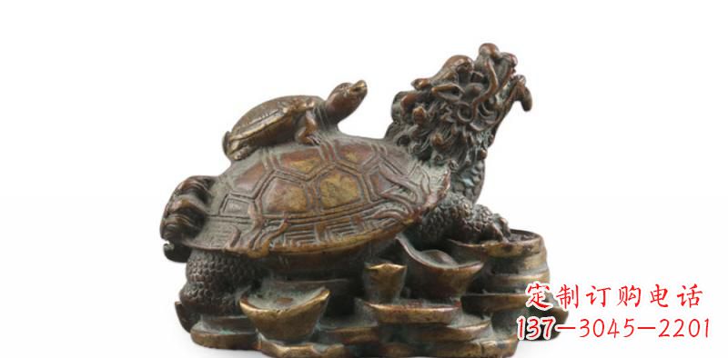 保定雕塑非凡,铜雕龙龟母子精美