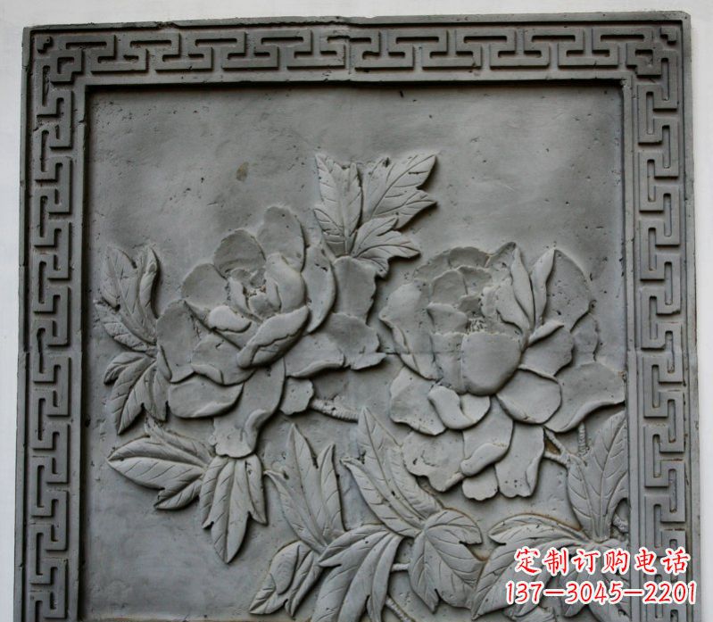 保定牡丹青石浮雕雕塑-精美的永久装饰