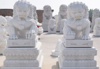 保定汉白玉看门狮子雕塑