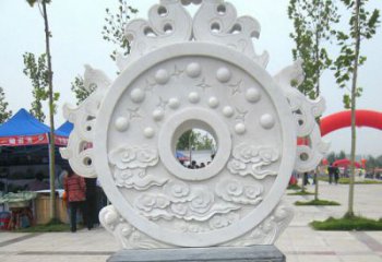 保定精雕细琢汉白玉双龙石门墩雕塑