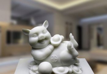 保定汉白玉动物雕塑，招财猪石雕精美装饰