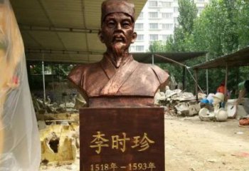 保定寓意深长精致细节——李时珍校园名人铜雕