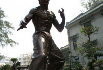 保定忠实再现李小龙公园名人铜雕