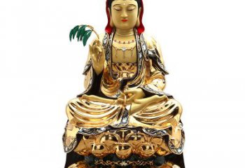 保定精美鎏金莲花观音纯铜佛像雕塑