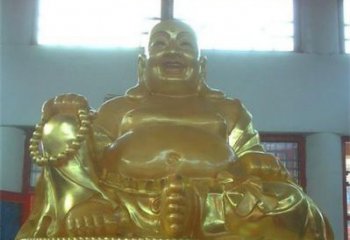 保定传统工艺制作鎏金弥勒佛像