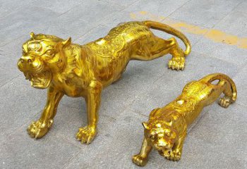 保定鎏金老虎，铜雕工艺精美
