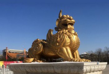 保定鎏金铜獬豸雕塑-给您的园林更多灵魂