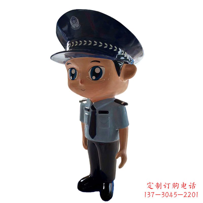 保定男警察玻璃钢卡通雕塑