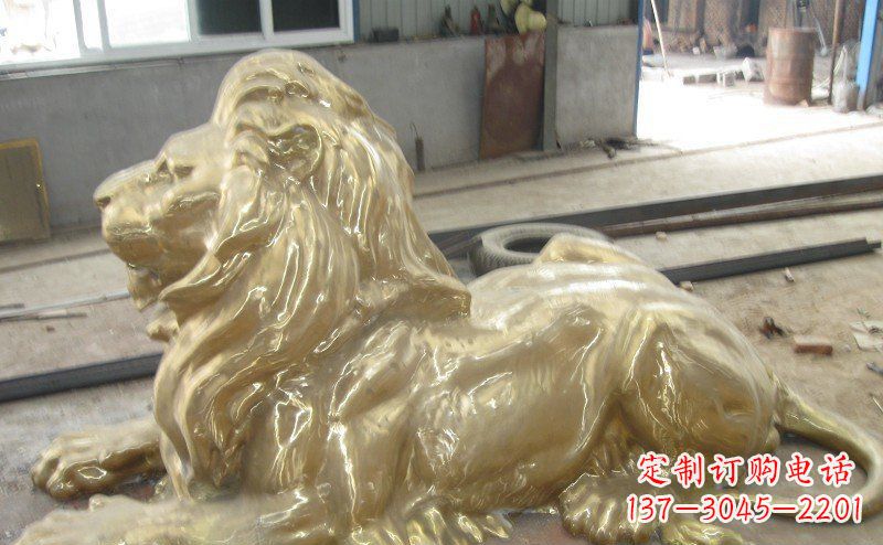 保定趴着的西洋狮子铜雕 (4)