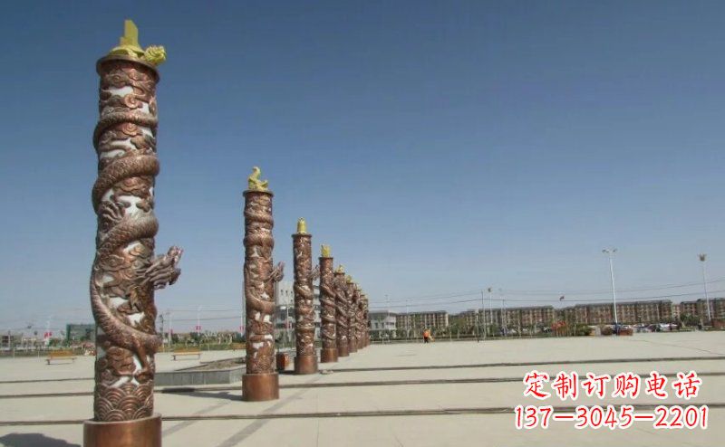 保定中领雕塑|专业定制盘龙柱广场柱子铜雕