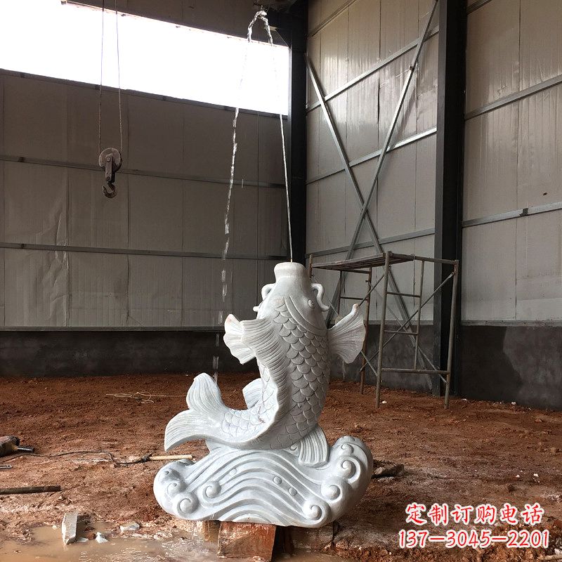 保定汉白玉石鲤鱼雕塑,让你的梦想成真!