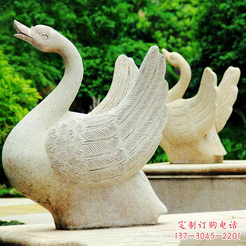 保定高雅优美的砂岩天鹅雕塑