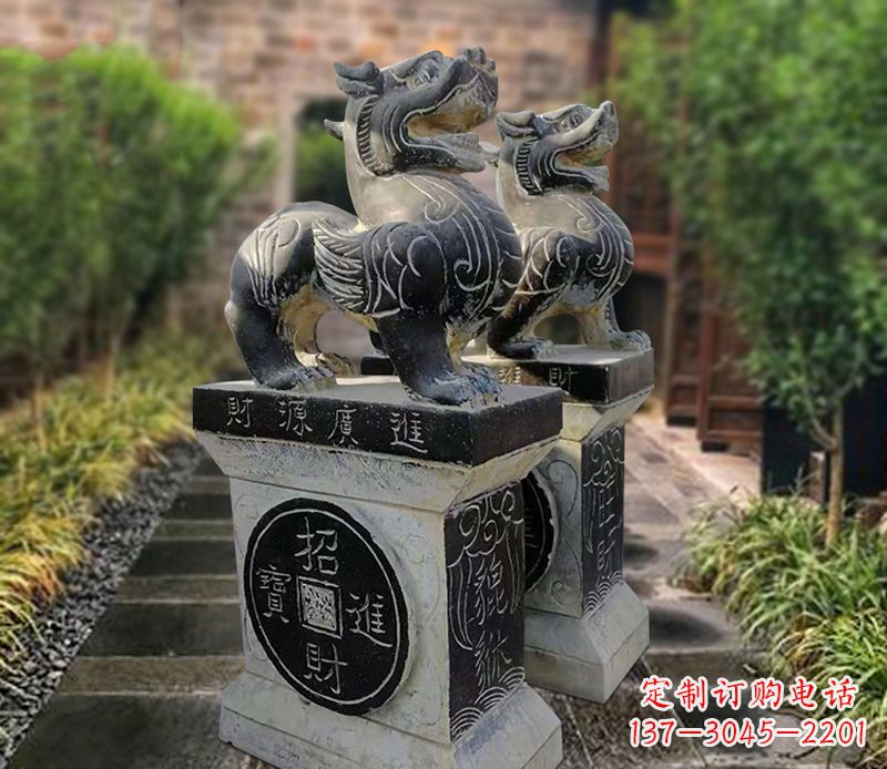 保定貔貅石雕小区看门雕塑