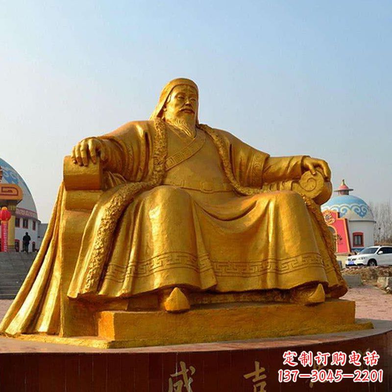 保定雕刻古代传奇军事家成吉思汗铜雕像