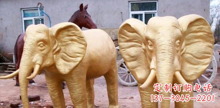保定漆金大象雕塑