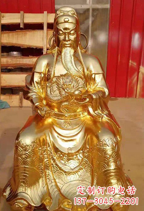 保定传承经典,漆金关公神像雕塑