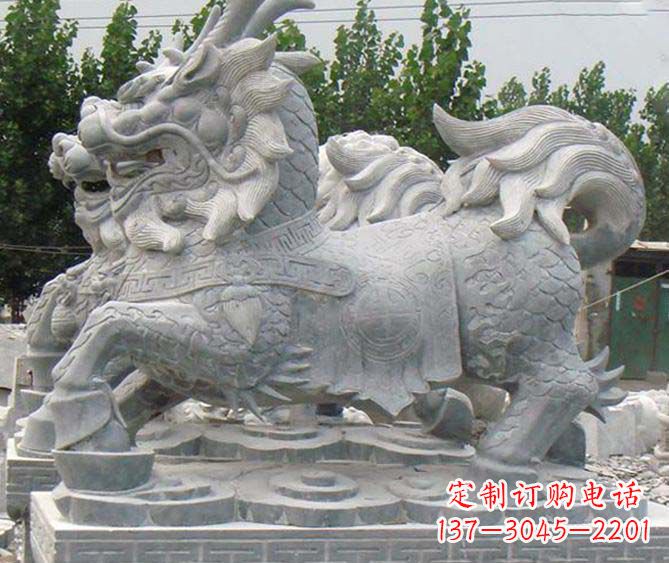 保定古典麒麟招财神兽石雕,传承古典非凡财富之美