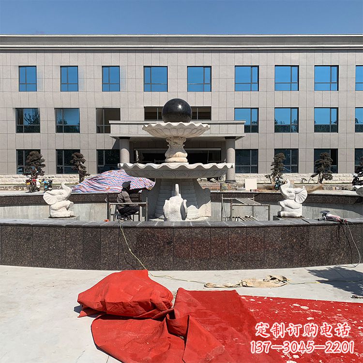 保定企业广场招财石雕喷泉雕塑
