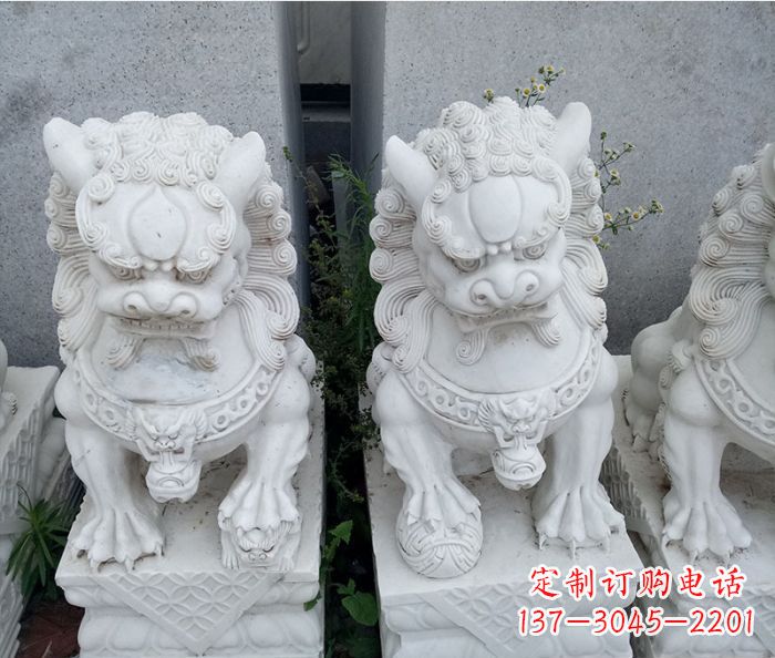 保定企业景观大理石狮子石雕 (5)