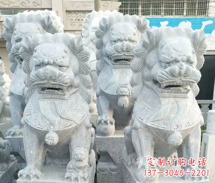 保定企业景观大理石狮子石雕 (8)