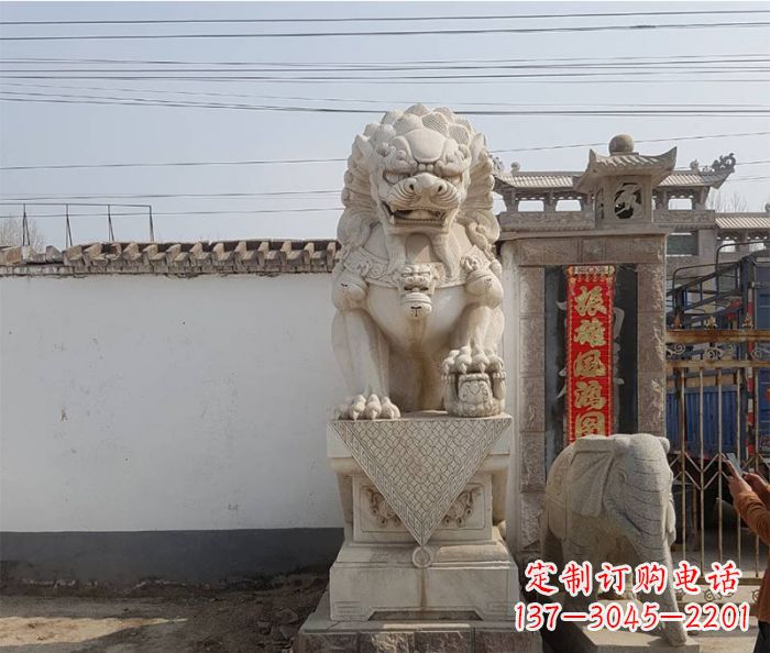 保定精美大理石狮子石雕