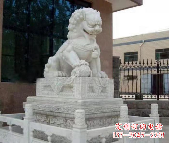 保定企业景观大理石狮子石雕 (10)