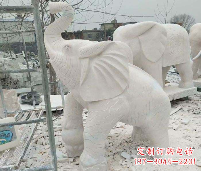 保定企业景观招财大象石雕