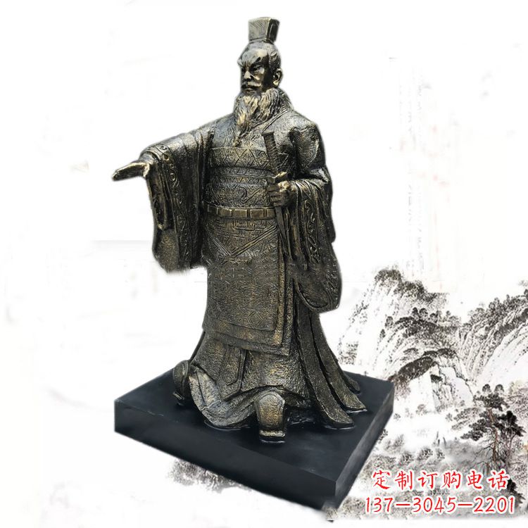 保定精美秦始皇玻璃钢仿铜雕塑