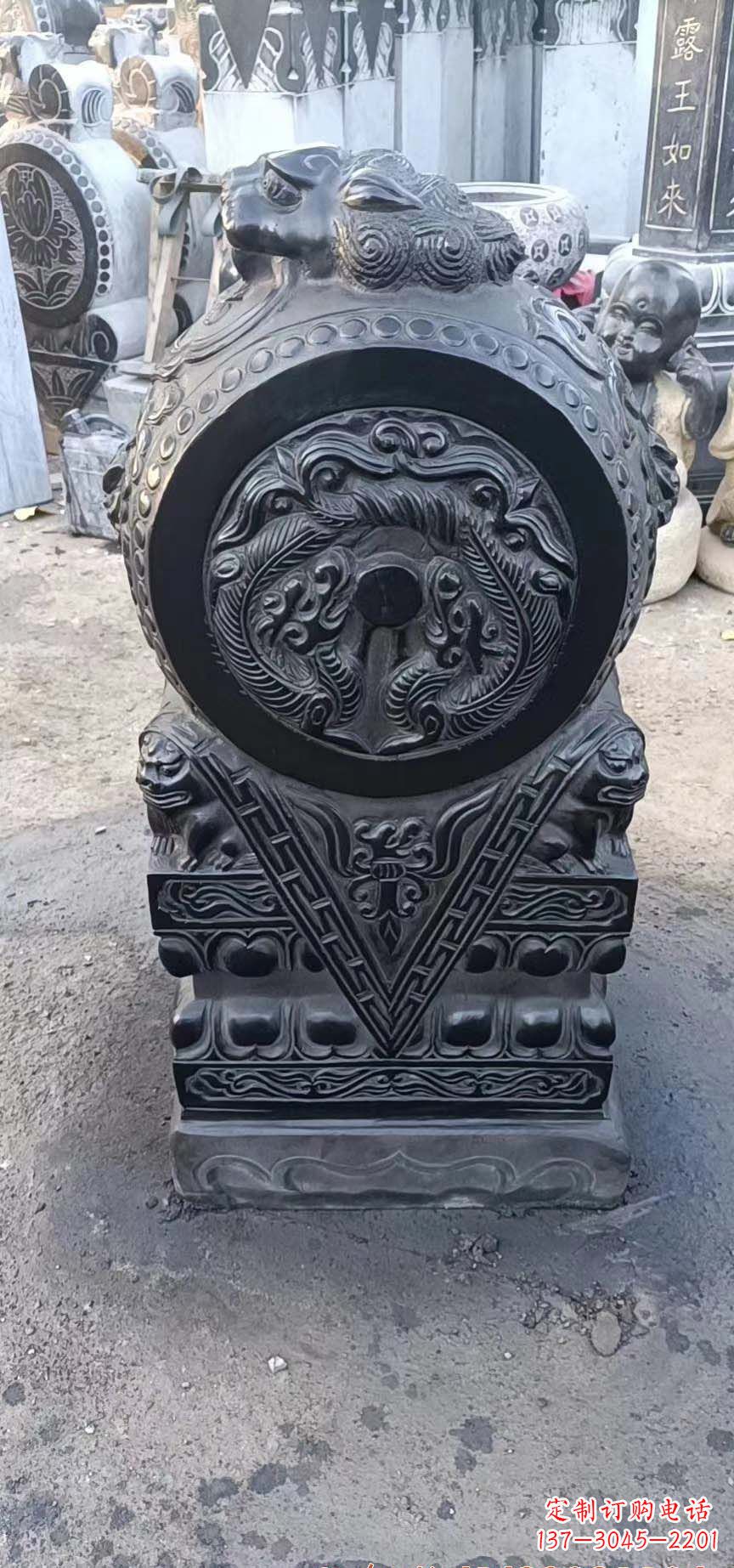 保定门墩石雕,营造青石抱鼓石之美