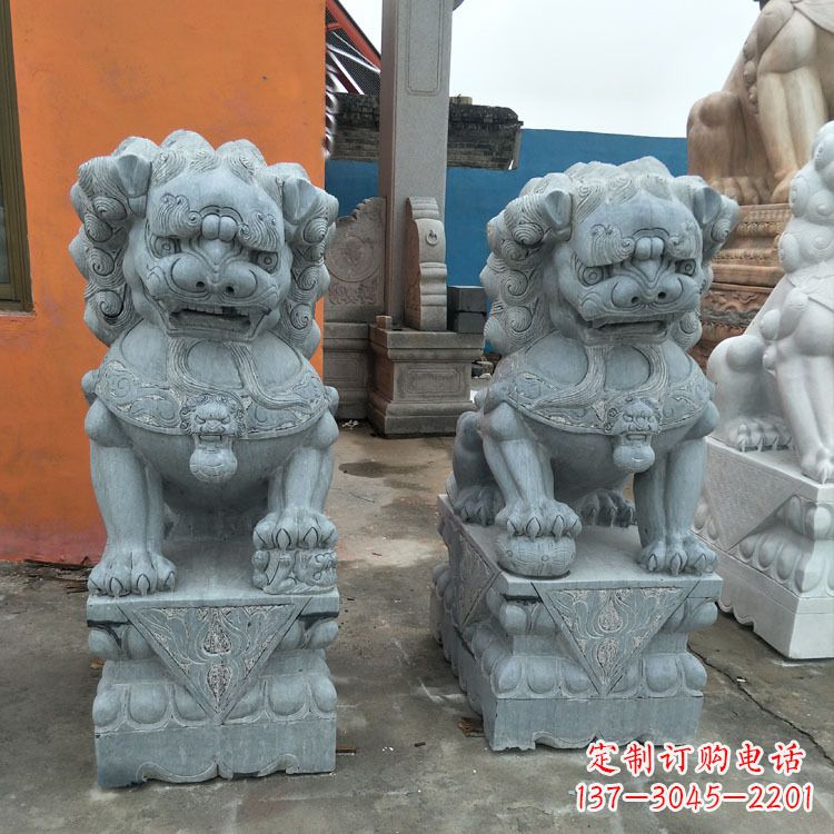 保定精美的青石北京小狮子雕塑