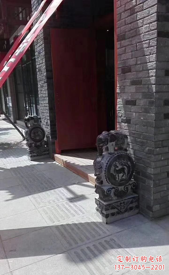 保定青石仿古大象门墩抱鼓石