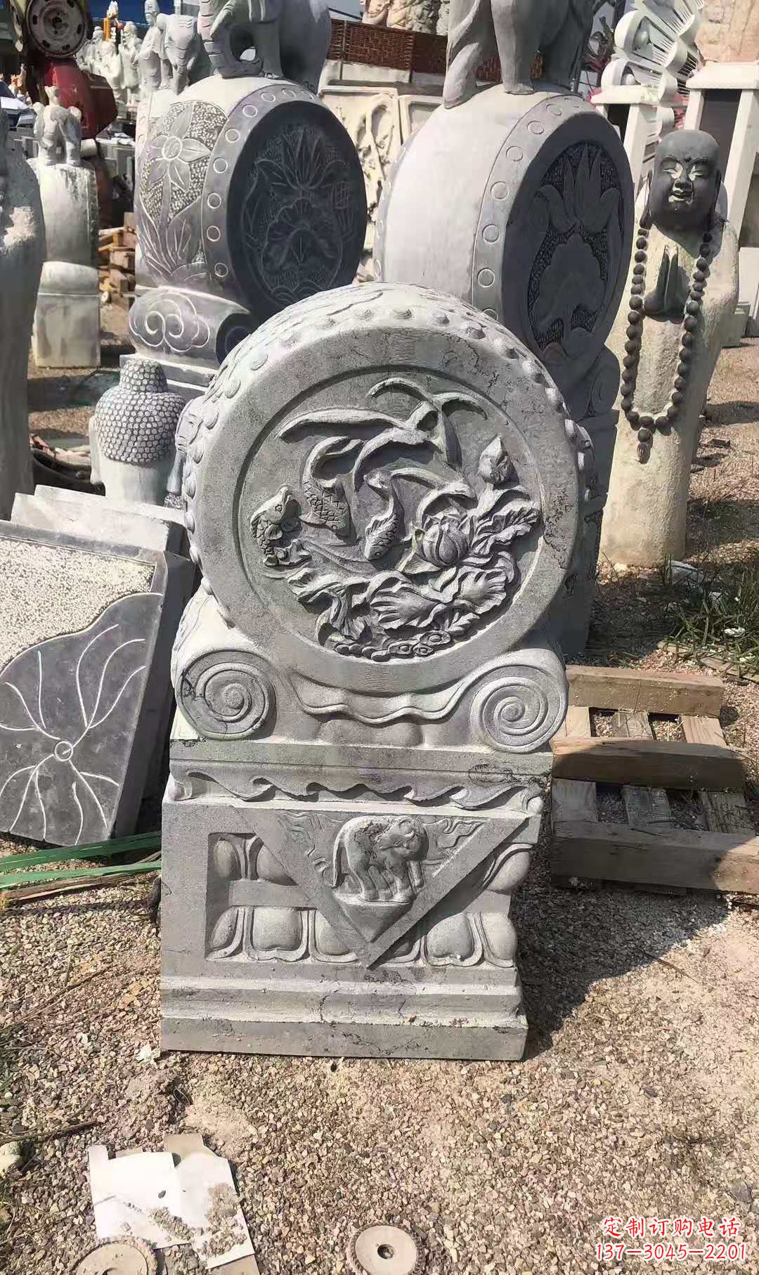 保定别具一格的门墩青石仿古雕塑