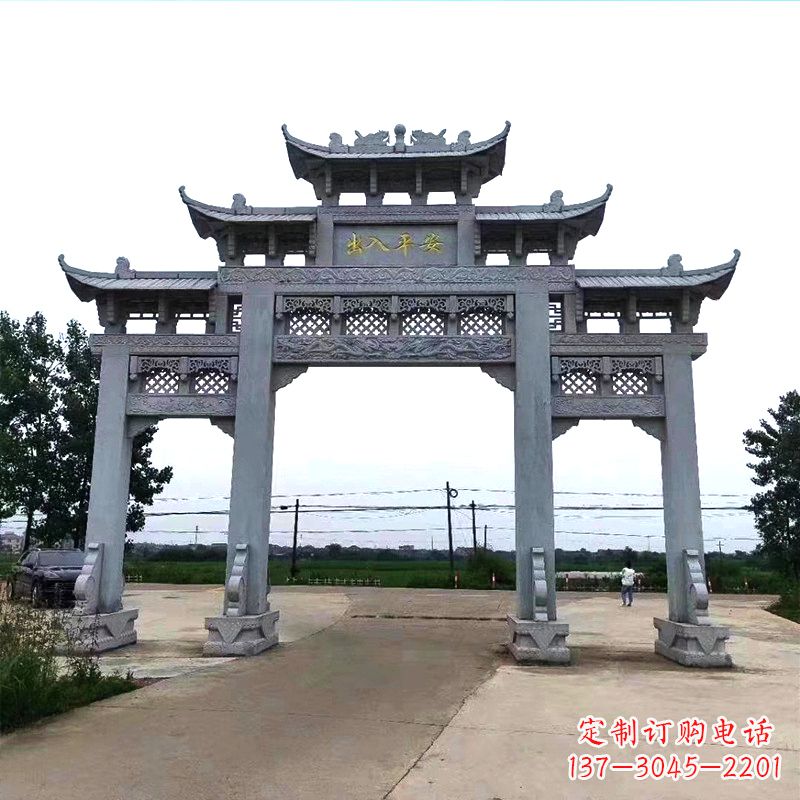 保定青石仿古农村牌坊雕塑