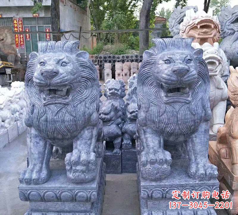 保定青石仿古西洋狮子石雕,典雅大气