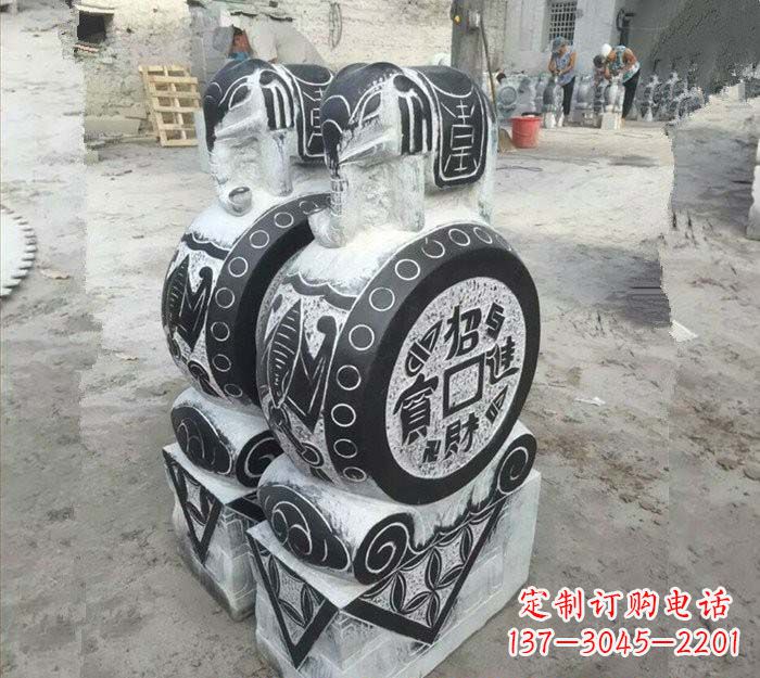 保定华丽雅致!青石仿古招财进宝大象门墩