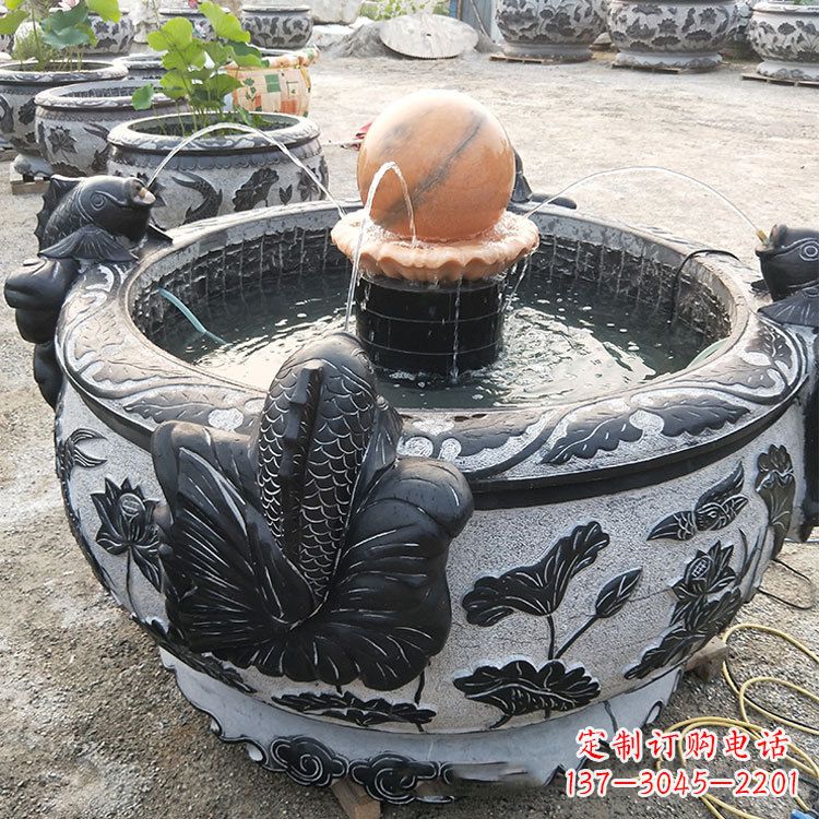 保定青石鱼缸雕塑,装点您的生活