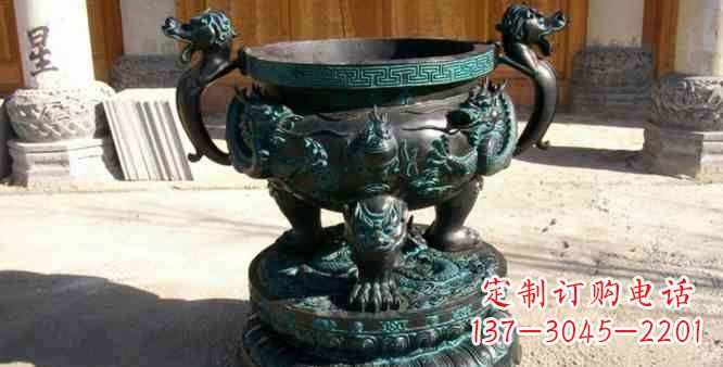 保定精美青铜祭祀圆香炉雕塑