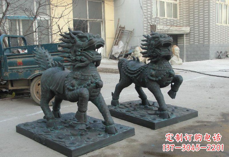 保定青铜立式麒麟雕塑