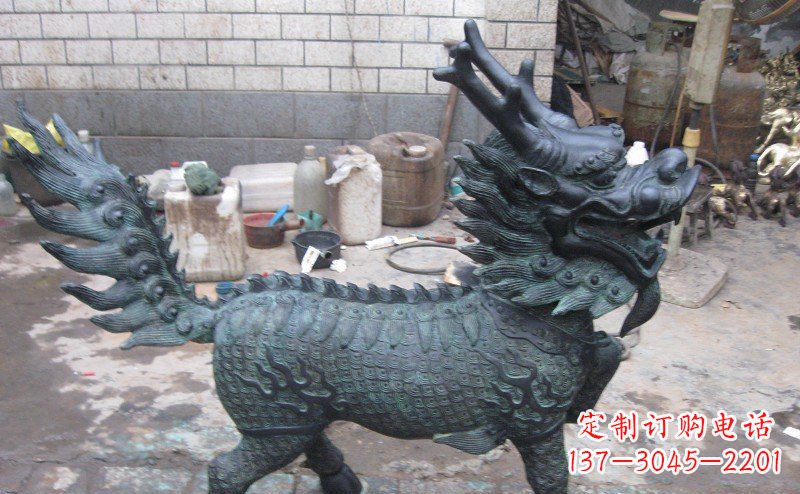 保定青铜雕制神兽麒麟,艺术匠心之至
